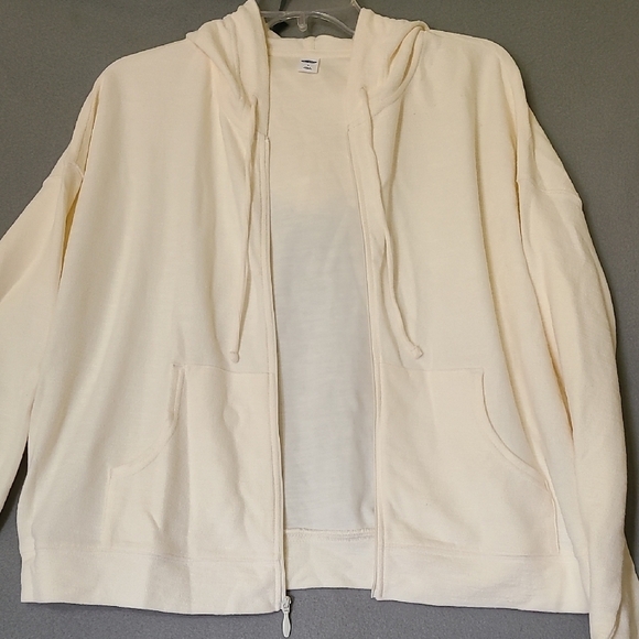 OLD NAVY Women's Cream Full Zip-Up Hoodie - Size Medium - Picture 7 of 12